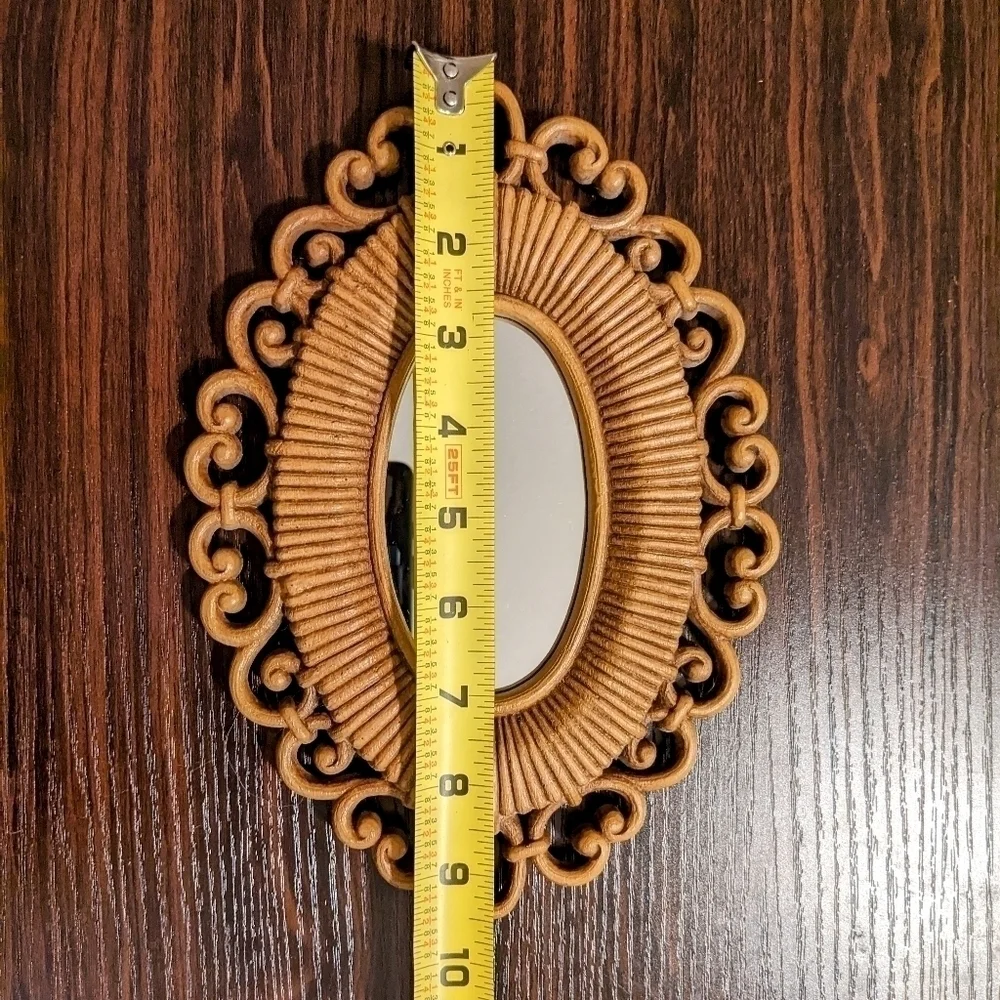 Vintage Dart Homco Mirror Set Boho Faux Wicker Decor